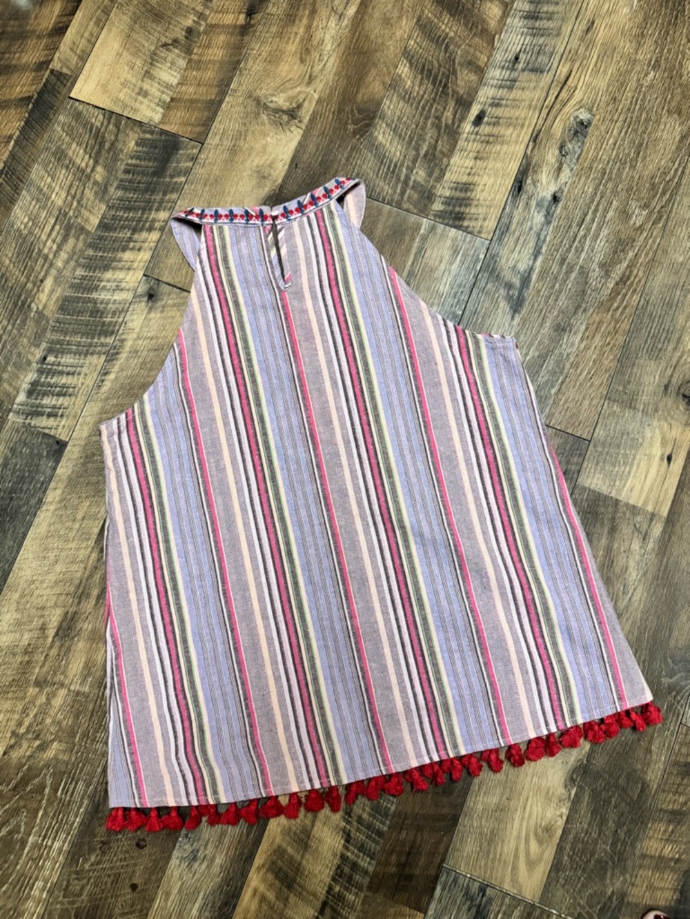 Savanna Jane Multicolor Striped Tank with Floral Embroidery - Picture 5 of 6